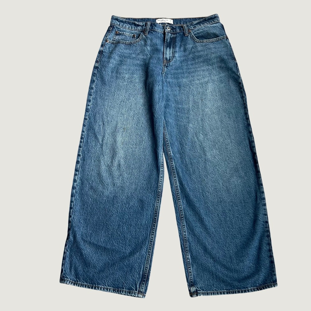 Abercrombie & Fitch Jeans 28 Womens Blue Curve Love Low Rze Ultra Loose Wide Leg